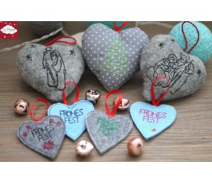 Stickserie ITH - Anhänger Weihnachtsherzen